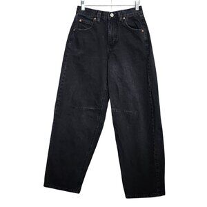 BDG Black Logan Buckle Baggy Barrel Denim Jeans Womens 26 Grunge Y2K
